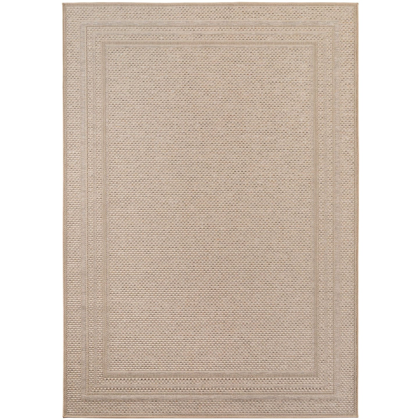 Outdoorteppiche Beige 8x25 cm Läufer, Wetterfest & UV-beständig, ideal für Küche, Balkon, Terrasse auch Wohnzimmer und Esszimmer, Einfarbiges Design mit Bordüre, Leicht zu Reinigen