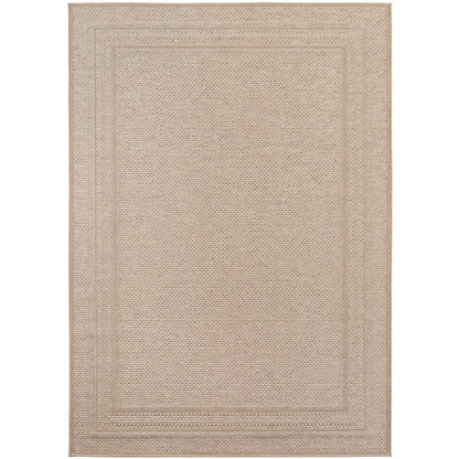 Outdoorteppiche Beige 8x25 cm Läufer, Wetterfest & UV-beständig, ideal für Küche, Balkon, Terrasse auch Wohnzimmer und Esszimmer, Einfarbiges Design mit Bordüre, Leicht zu Reinigen