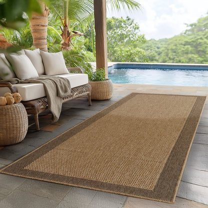 In- & Outdoorteppiche – robust, wetterfest & pflegeleicht im natürlichen Jute-Look, ideal für Wohnzimmer, Küche, Terrasse, Garten und Balkon, 8x25 cm