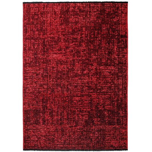 Baumwolle Chenille Teppich Läufer Rot 8x15 cm – Waschbar, Boho-Stil, Vintage Kelim, Kurzflor, Rutschfest & Weich, Einfarbig Meliert, Für Küche, Schlafzimmer & Flur