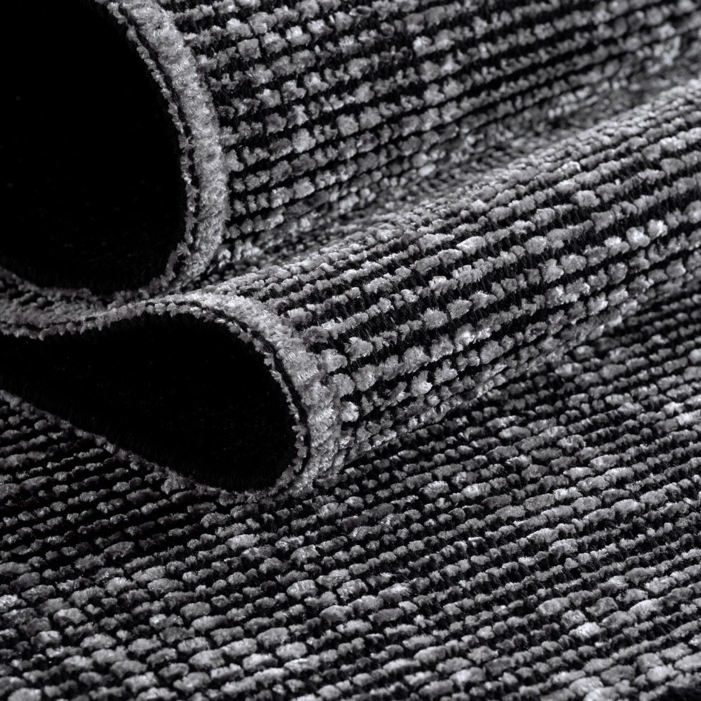 Baumwolle Chenille Teppich Läufer Grau 8x15 cm – Waschbar, Boho-Stil, Vintage Kelim, Kurzflor, Rutschfest & Weich, Einfarbig Meliert, Für Küche, Schlafzimmer & Flur