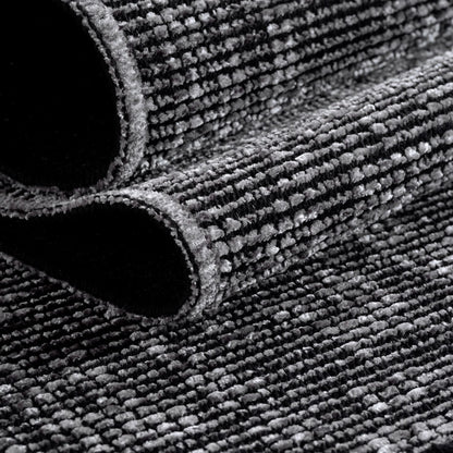 Baumwolle Chenille Teppich Läufer Grau 8x15 cm – Waschbar, Boho-Stil, Vintage Kelim, Kurzflor, Rutschfest & Weich, Einfarbig Meliert, Für Küche, Schlafzimmer & Flur