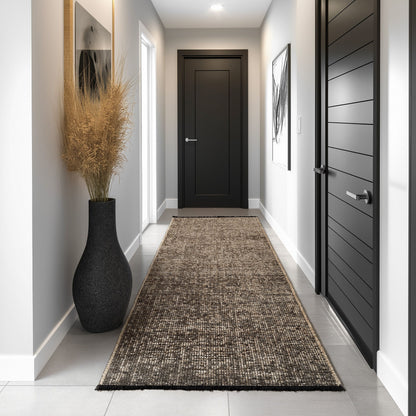 Baumwolle Chenille Teppich Läufer Braun 8x15 cm – Waschbar, Boho-Stil, Vintage Kelim, Kurzflor, Rutschfest & Weich, Einfarbig Meliert, Für Küche, Schlafzimmer & Flur