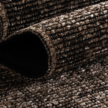 Baumwolle Chenille Teppich Läufer Braun 8x15 cm – Waschbar, Boho-Stil, Vintage Kelim, Kurzflor, Rutschfest & Weich, Einfarbig Meliert, Für Küche, Schlafzimmer & Flur