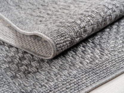 In- & Outdoorteppiche Grau 8x15 cm Läufer, Wetterfest & UV-beständig, Ideal für Küche, Balkon, Terrasse, Wohnzimmer und Esszimmer, Einfarbig im Boho-Stil.