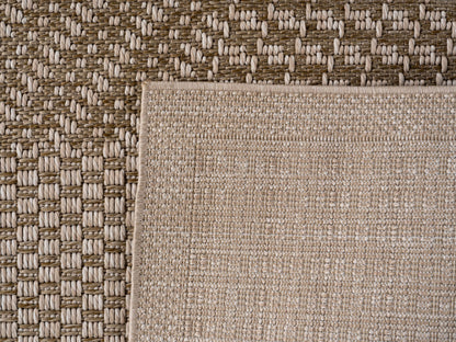 In- & Outdoorteppiche Beige 8x25 cm Läufer, Wetterfest & UV-beständig, Ideal für Küche, Balkon, Terrasse, Wohnzimmer und Esszimmer, Einfarbig im Boho-Stil.