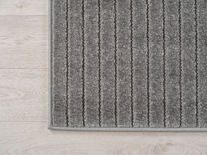 Outdoorteppiche Wohnzimmer, Schlafzimmer, Wintergarten, Kurzflor Grau, Hoch-Tief-Effekt, weich & waschbar, Outdoor geeignet, pflegeleicht, 8x25 cm