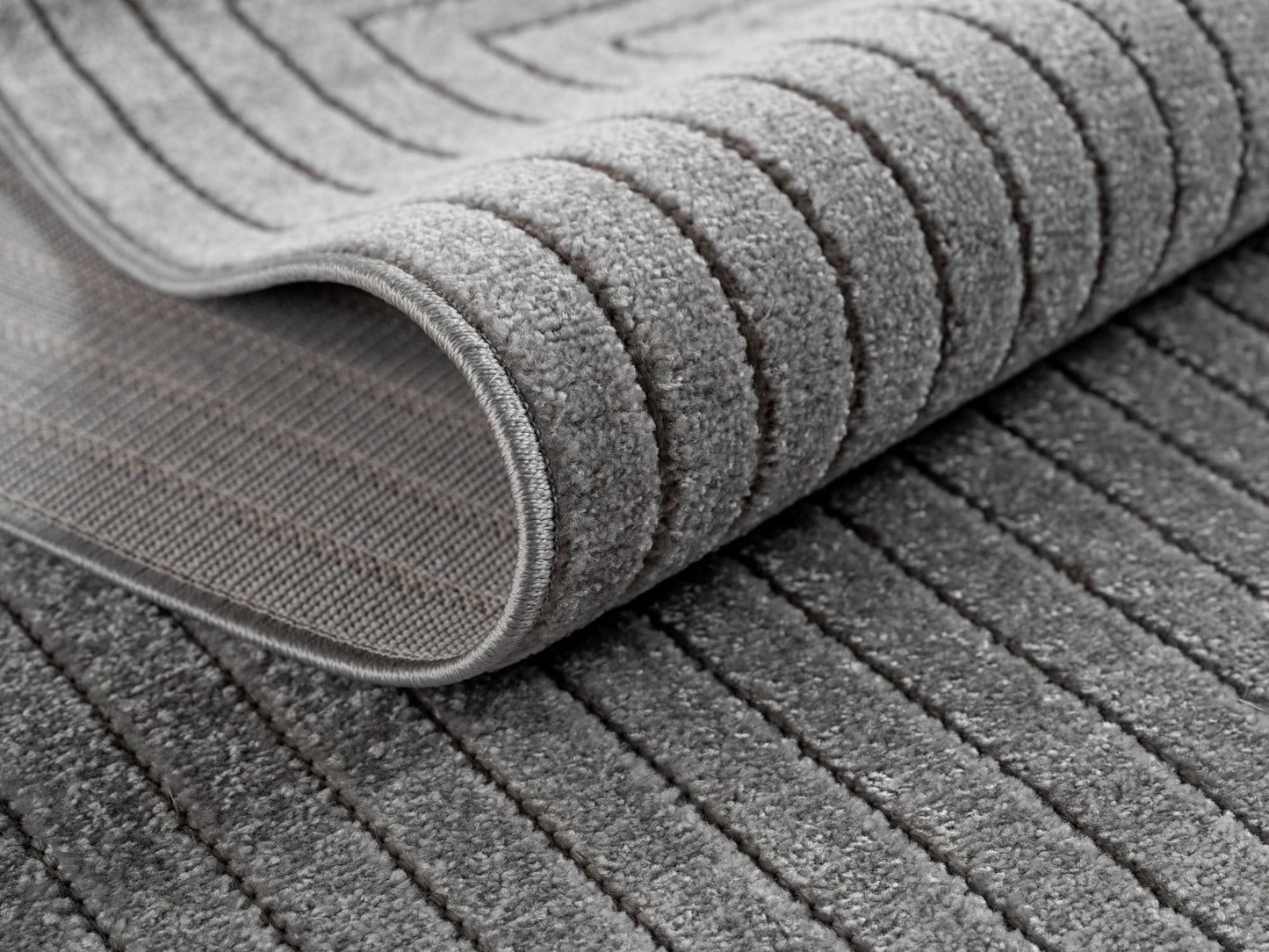 Outdoorteppiche Wohnzimmer, Schlafzimmer, Wintergarten, Kurzflor Grau, Hoch-Tief-Effekt, weich & waschbar, Outdoor geeignet, pflegeleicht, 8x25 cm