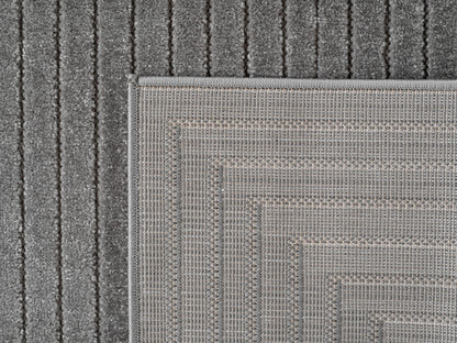 Outdoorteppiche Wohnzimmer, Schlafzimmer, Wintergarten, Kurzflor Grau, Hoch-Tief-Effekt, weich & waschbar, Outdoor geeignet, pflegeleicht, 8x25 cm