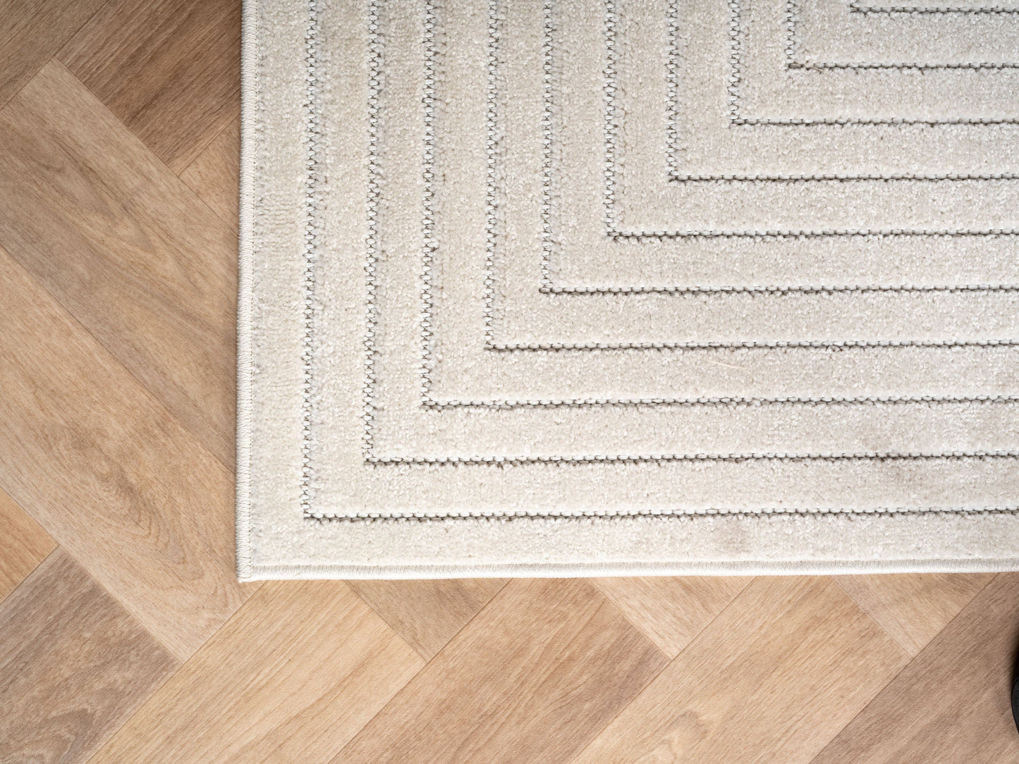 Outdoorteppiche Wohnzimmer, Schlafzimmer, Wintergarten, Kurzflor Creme, Hoch-Tief-Effekt, weich & waschbar, Outdoor geeignet, pflegeleicht, 8x25 cm