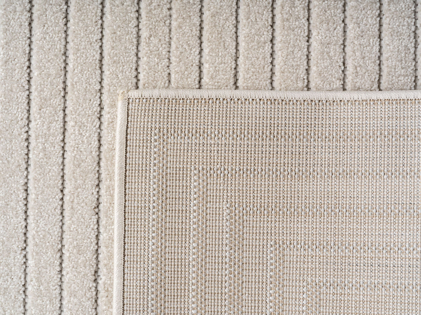 Outdoorteppiche Wohnzimmer, Schlafzimmer, Wintergarten, Kurzflor Creme, Hoch-Tief-Effekt, weich & waschbar, Outdoor geeignet, pflegeleicht, 8x25 cm