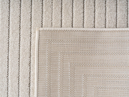 Outdoorteppiche Wohnzimmer, Schlafzimmer, Wintergarten, Kurzflor Creme, Hoch-Tief-Effekt, weich & waschbar, Outdoor geeignet, pflegeleicht, 8x25 cm