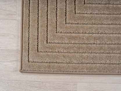 Outdoorteppiche Wohnzimmer, Schlafzimmer, Wintergarten, Kurzflor Beige, Hoch-Tief-Effekt, weich & waschbar, Outdoor geeignet, pflegeleicht, 8x15 cm