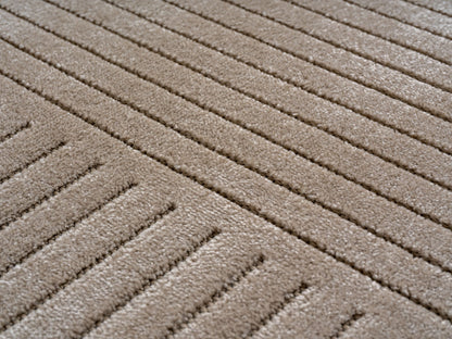 Outdoorteppiche Wohnzimmer, Schlafzimmer, Wintergarten, Kurzflor Beige, Hoch-Tief-Effekt, weich & waschbar, Outdoor geeignet, pflegeleicht, 8x15 cm