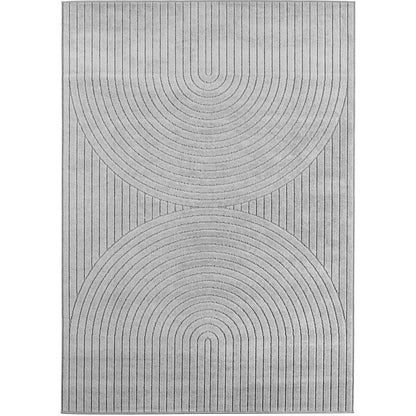 Outdoorteppiche Wohnzimmer, Schlafzimmer, Wintergarten, Kurzflor Grau, Hoch-Tief-Effekt, weich & waschbar, Outdoor geeignet, pflegeleicht, 8x25 cm