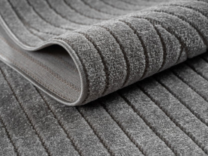 Outdoorteppiche Wohnzimmer, Schlafzimmer, Wintergarten, Kurzflor Grau, Hoch-Tief-Effekt, weich & waschbar, Outdoor geeignet, pflegeleicht, 8x25 cm