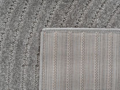 Outdoorteppiche Wohnzimmer, Schlafzimmer, Wintergarten, Kurzflor Grau, Hoch-Tief-Effekt, weich & waschbar, Outdoor geeignet, pflegeleicht, 8x25 cm