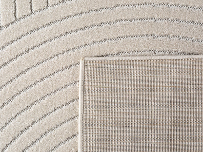 Outdoorteppiche Wohnzimmer, Schlafzimmer, Wintergarten, Kurzflor Creme, Hoch-Tief-Effekt, weich & waschbar, Outdoor geeignet, pflegeleicht, 8x25 cm