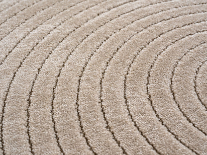 Outdoorteppiche Wohnzimmer, Schlafzimmer, Wintergarten, Kurzflor Beige, Hoch-Tief-Effekt, weich & waschbar, Outdoor geeignet, pflegeleicht, 8x15 cm