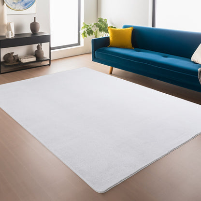 Läufer Teppich Weiss 6x1 cm – Waschbarer Kurzflorteppicheteppiche, rutschfest & weich, modernes einfarbiges Design für Schlafzimmer, Küche & Flur