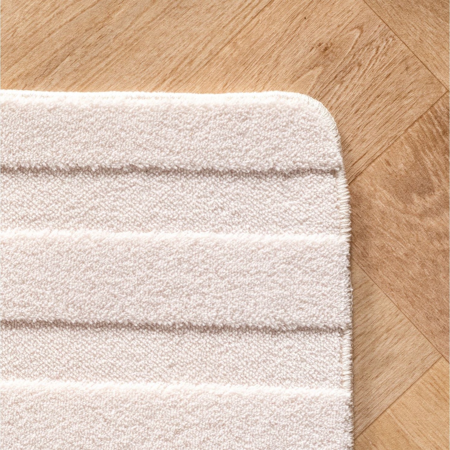 Skandinavischer Boho Teppich Einfarbig Creme 8x15 cm, Deko Teppich, Weich & Pflegeleicht, Waschbar, 3D-Effekt, Teppich für Wohnzimmer und Schlafzimmer, Läufer Teppich