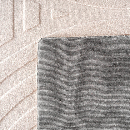 Skandinavischer Boho Teppich Einfarbig Creme 8x15 cm, Deko Teppich, Weich & Pflegeleicht, Waschbar, 3D-Effekt, Teppich für Wohnzimmer und Schlafzimmer, Läufer Teppich