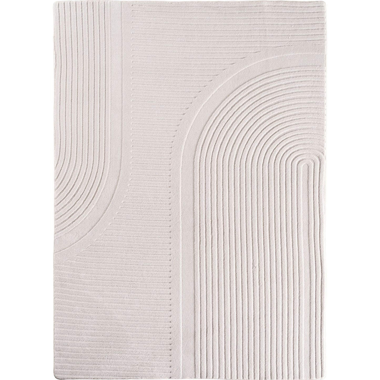 Einfarbiger Skandinavischer Boho Teppich Creme 8x15 cm, Weicher Waschbarer Deko Teppich mit 3D-Effekt, Pflegeleichter Läufer Teppich Wohnzimmer und Schlafzimmer