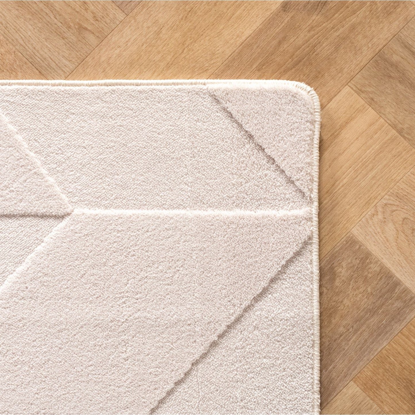 Boho Teppich mit Geometrischem Design, Einfarbig Creme 8x15 cm, Weicher & Pflegeleichter Deko Teppich, Waschbarer Läufer mit 3D-Effekt für Wohnzimmer und Schlafzimmer