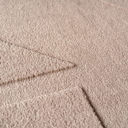 Skandinavischer Teppich, Boho Design, Einfarbig Beige 8x15 cm, Pflegeleicht & Weicher Deko Teppich, Waschbar mit 3D-Effekt, Kleiner Teppich für Wohnzimmer & Schlafzimmer