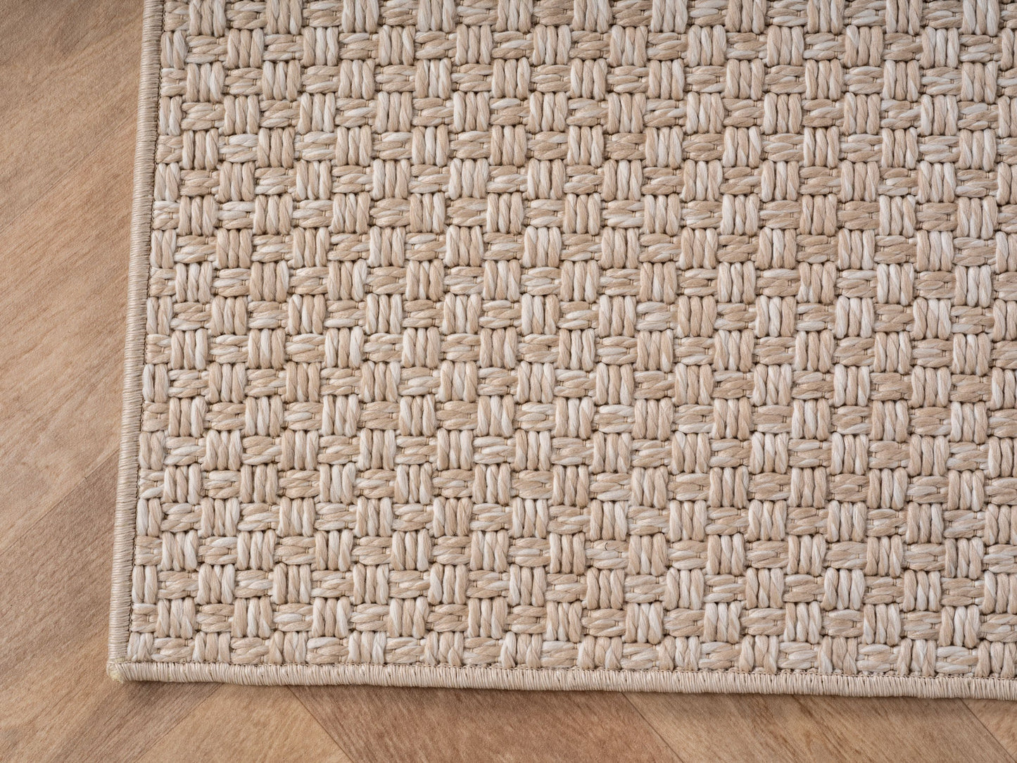 In- & Outdoorteppiche Beige 8x25 cm Läufer, Wetterfest & UV-beständig, Ideal für Küche, Balkon, Terrasse, Wohnzimmer und Esszimmer, Einfarbig im Boho-Stil.