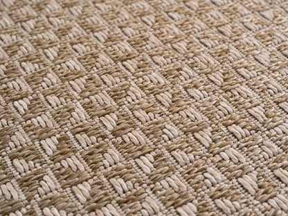 In- & Outdoorteppiche Beige 8x25 cm Läufer, Wetterfest & UV-beständig, Ideal für Küche, Balkon, Terrasse, Wohnzimmer und Esszimmer, Karo-Design im Boho-Stil