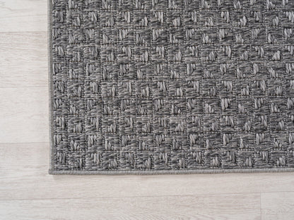 In- & Outdoorteppiche Grau 8x15 cm Läufer, Wetterfest & UV-beständig, Ideal für Küche, Balkon, Terrasse, Wohnzimmer und Esszimmer, Karo-Design im Boho-Stil