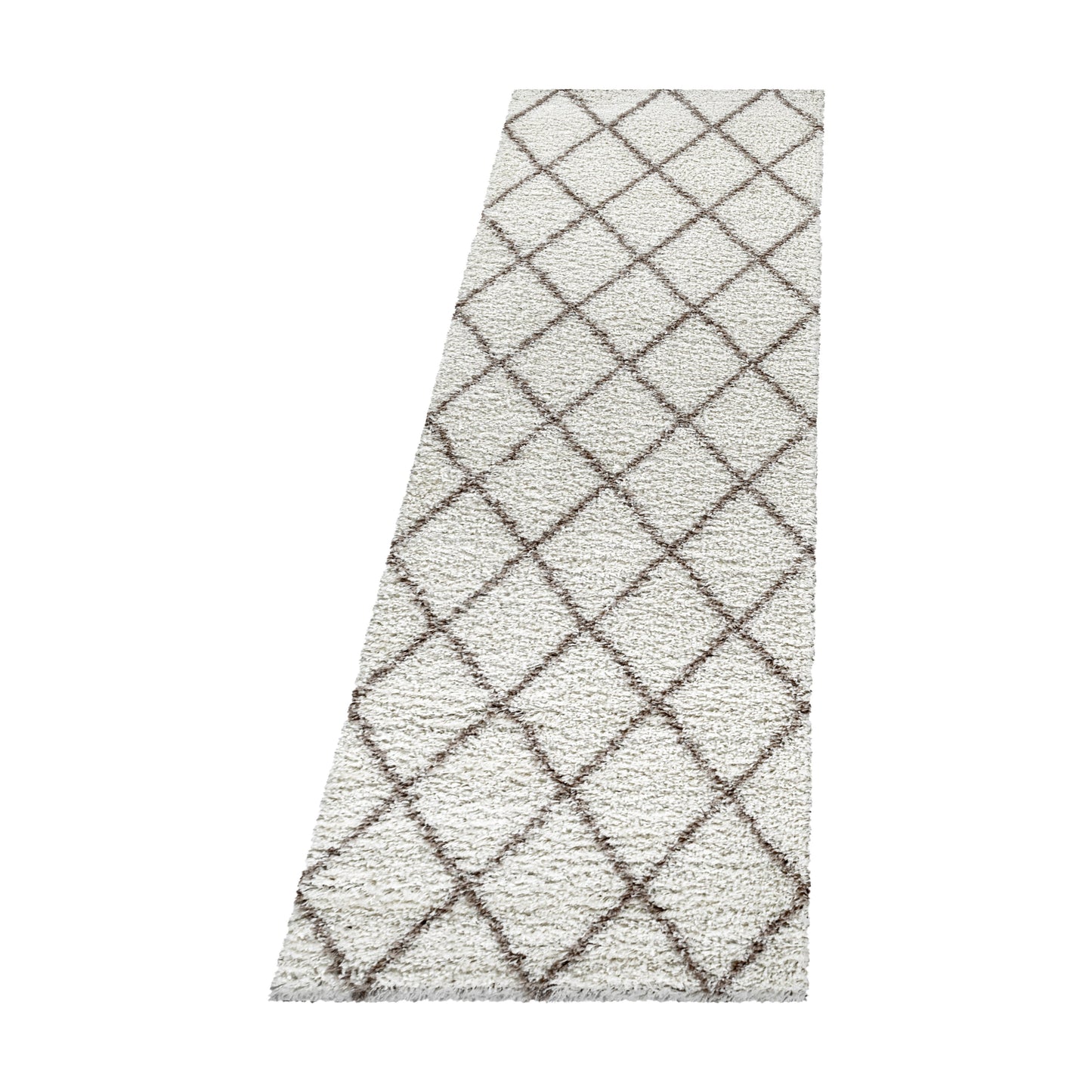 Hochflorteppiche, Geometrisch Design, Farbe Creme, Teppich für Wohnzimmer, Rücken aus Jute