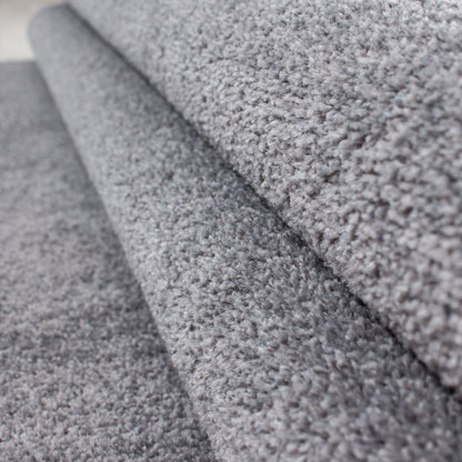 Kurzflorteppiche, Unicolor - Einfarbig, Farbe Hellgrau, Teppich für Wohnzimmer, Rücken aus Filz