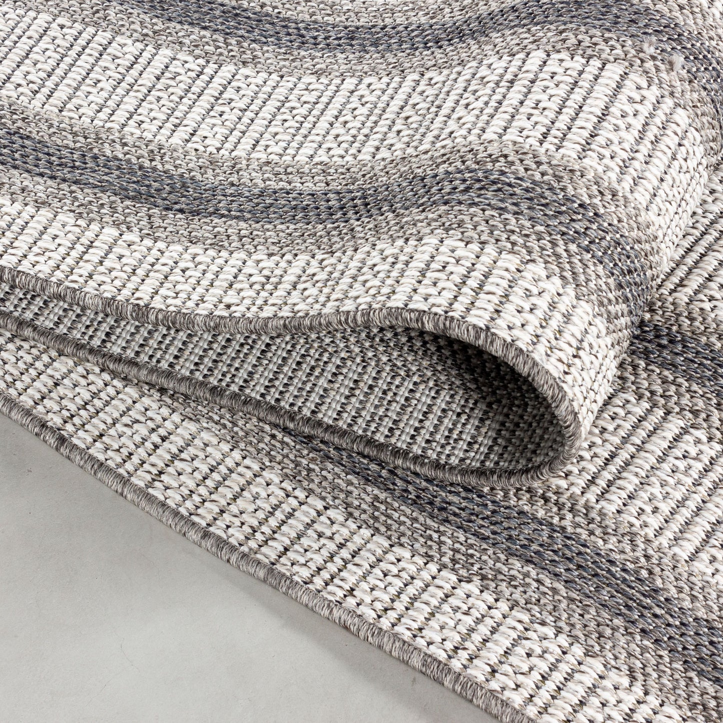 Outdoorteppiche, Bordüre Design, Farbe Creme, Teppich für Terasse-Balkon-Küche, Rücken aus Polypropylen