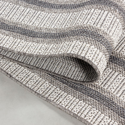 Outdoorteppiche, Bordüre Design, Farbe Creme, Teppich für Terasse-Balkon-Küche, Rücken aus Polypropylen