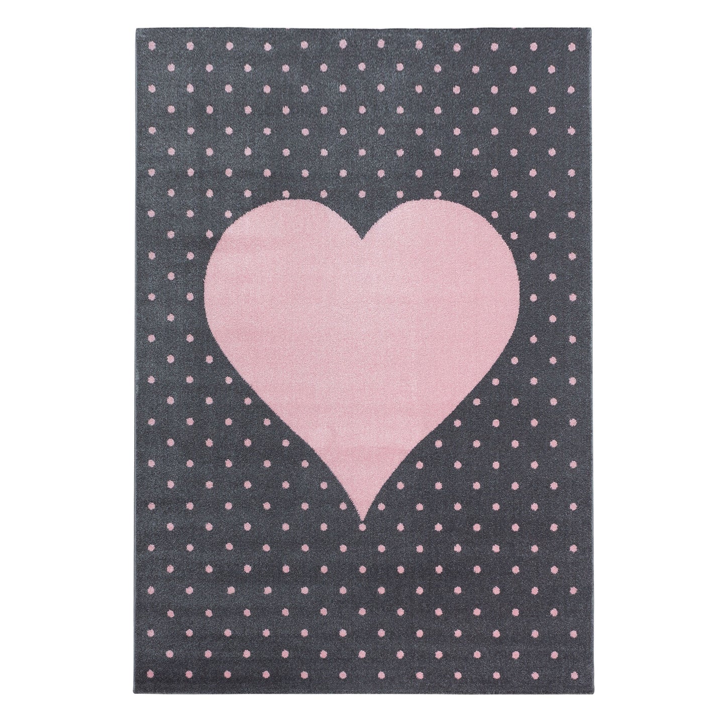 Kinderteppiche, Herz-Design, Farbe Pink, Teppich für Kinderzimmer, Rücken aus Jute