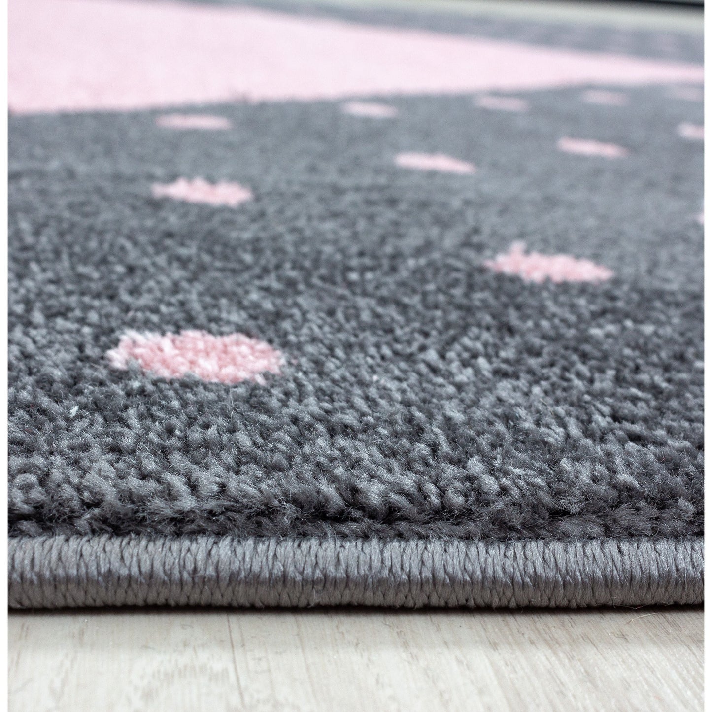Kinderteppiche, Herz-Design, Farbe Pink, Teppich für Kinderzimmer, Rücken aus Jute