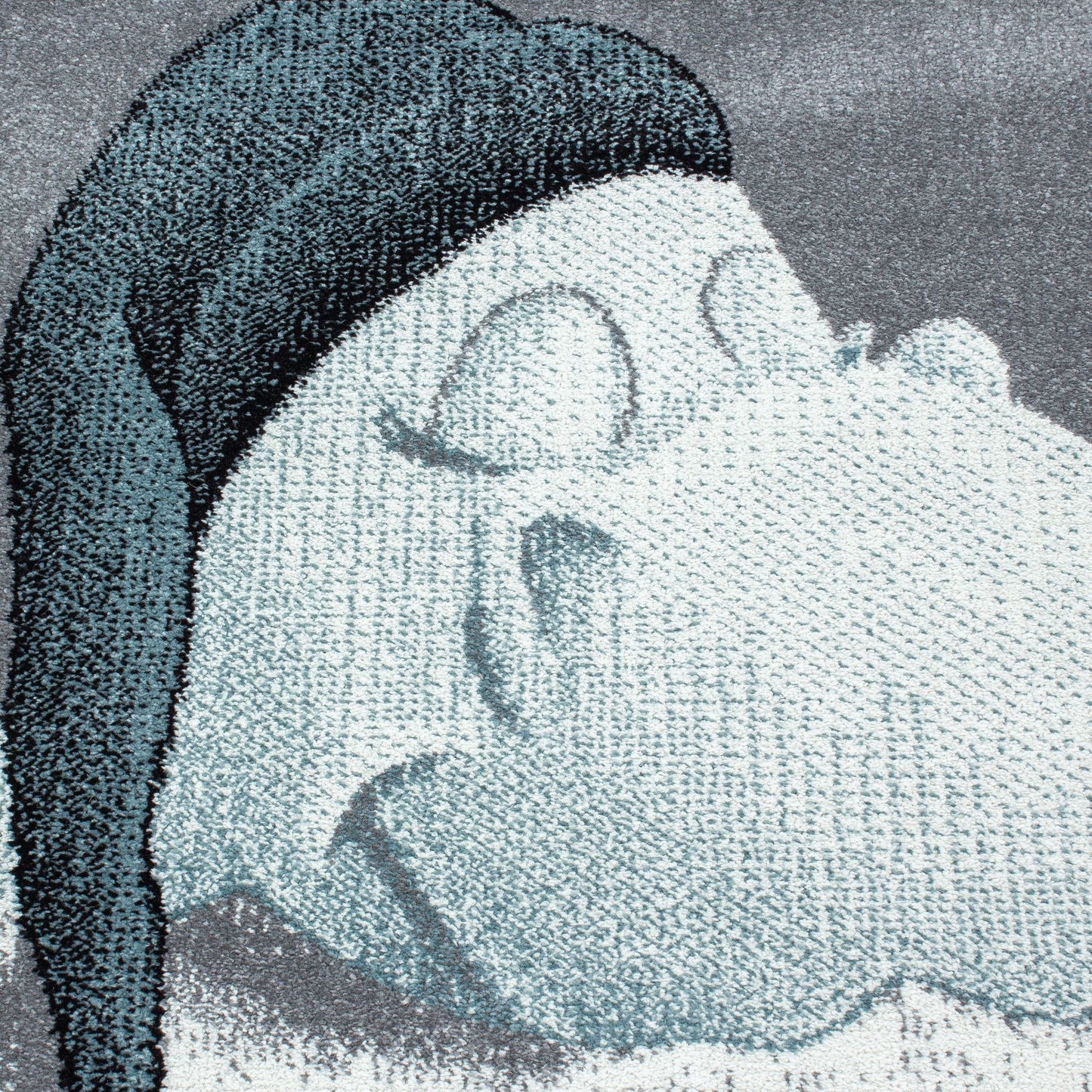 Kinderteppiche, Dinosaurier Design, Farbe Blau, Teppich für Kinderzimmer, Rücken aus Jute