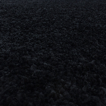 Hochflorteppiche, Unicolor - Einfarbig, Farbe Schwarz, Teppich für Wohnzimmer, Rücken aus Jute