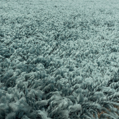 Hochflorteppiche, Unicolor - Einfarbig, Farbe Türkis, Teppich für Wohnzimmer, Rücken aus Jute