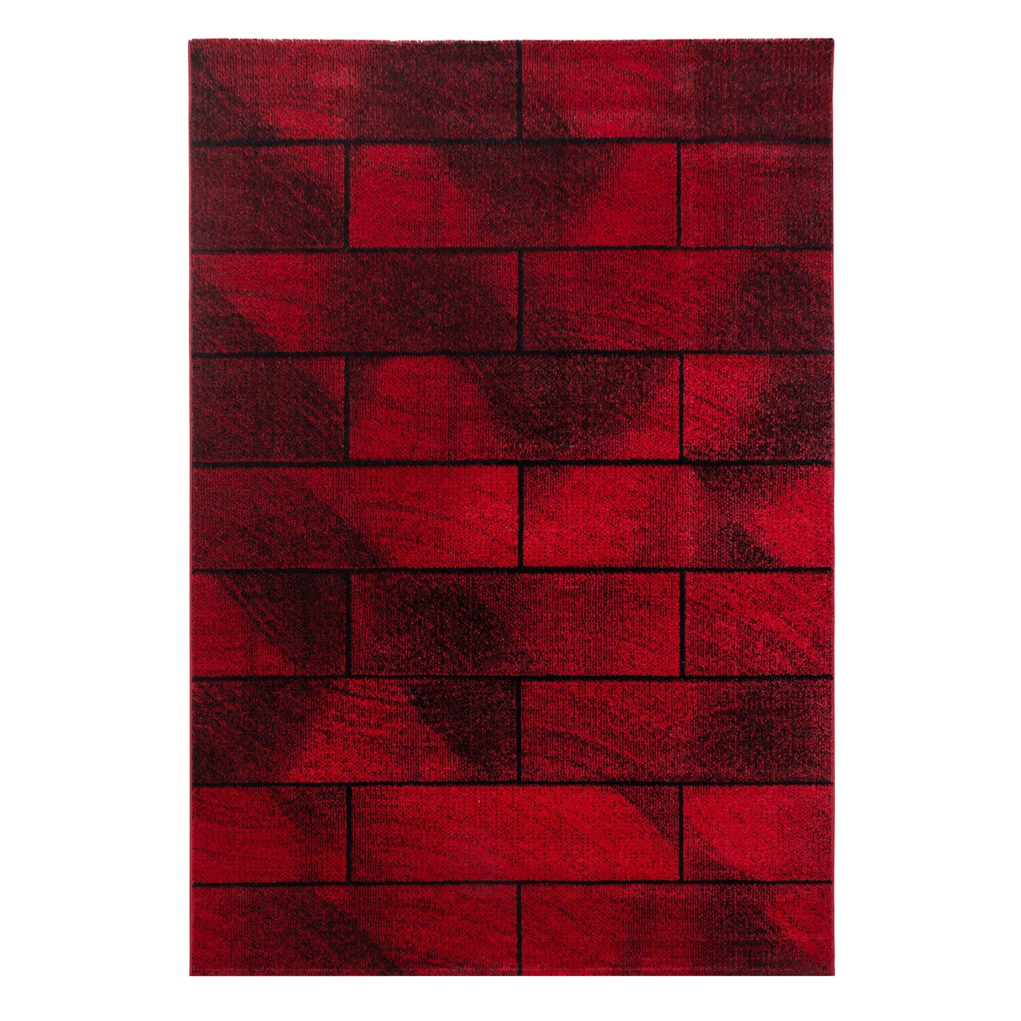 Kurzflorteppiche, Geometrisch Design, Farbe Rot, Teppich für Wohnzimmer, Rücken aus Jute