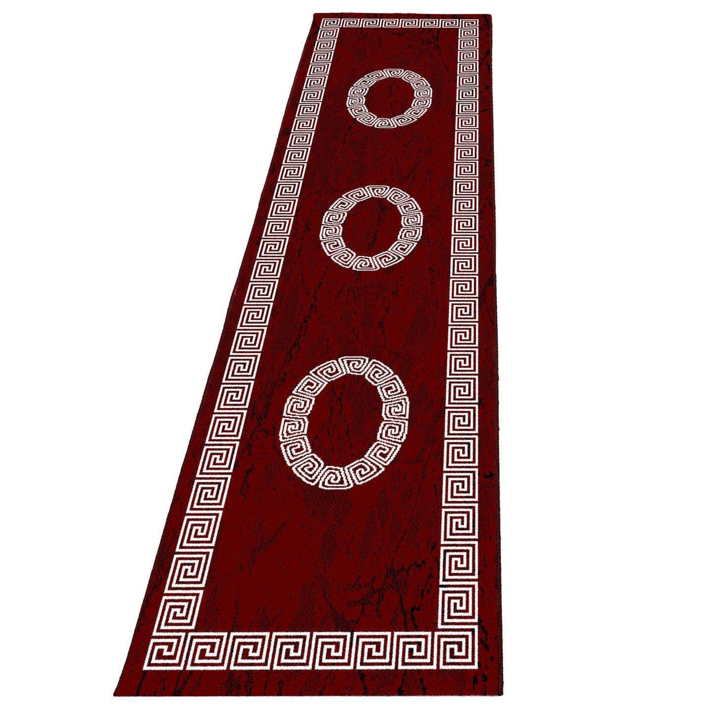 Kurzflorteppiche, Mäander-Design, Farbe Rot, Teppich für Wohnzimmer, Rücken aus Jute