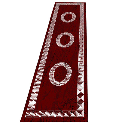Kurzflorteppiche, Mäander-Design, Farbe Rot, Teppich für Wohnzimmer, Rücken aus Jute