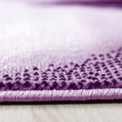 Kurzflorteppiche, Abstrakt Wellen Design, Farbe Violett, Teppich für Wohnzimmer, Rücken aus Jute