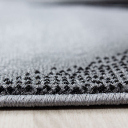 Kurzflorteppiche, Abstrakt Wellen Design, Farbe Schwarz, Teppich für Wohnzimmer, Rücken aus Jute