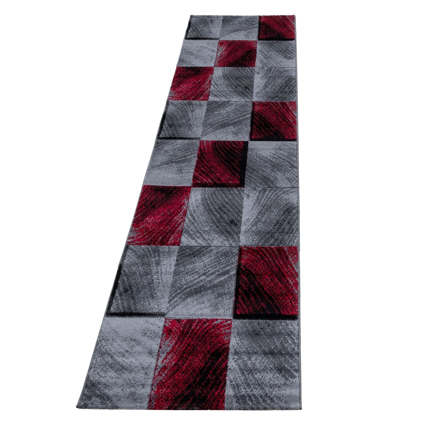 Kurzflorteppiche, Kariert Design, Farbe Rot, Teppich für Wohnzimmer, Rücken aus Jute