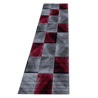 Kurzflorteppiche, Kariert Design, Farbe Rot, Teppich für Wohnzimmer, Rücken aus Jute