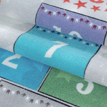 Kinderteppiche, Himmel und Hölle, Farbe Grau, Teppich für Kinderzimmer, Rücken aus Latex