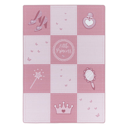 Kinderteppiche, Prinzessin-Design, Farbe Pink, Teppich für Kinderzimmer, Rücken aus Latex